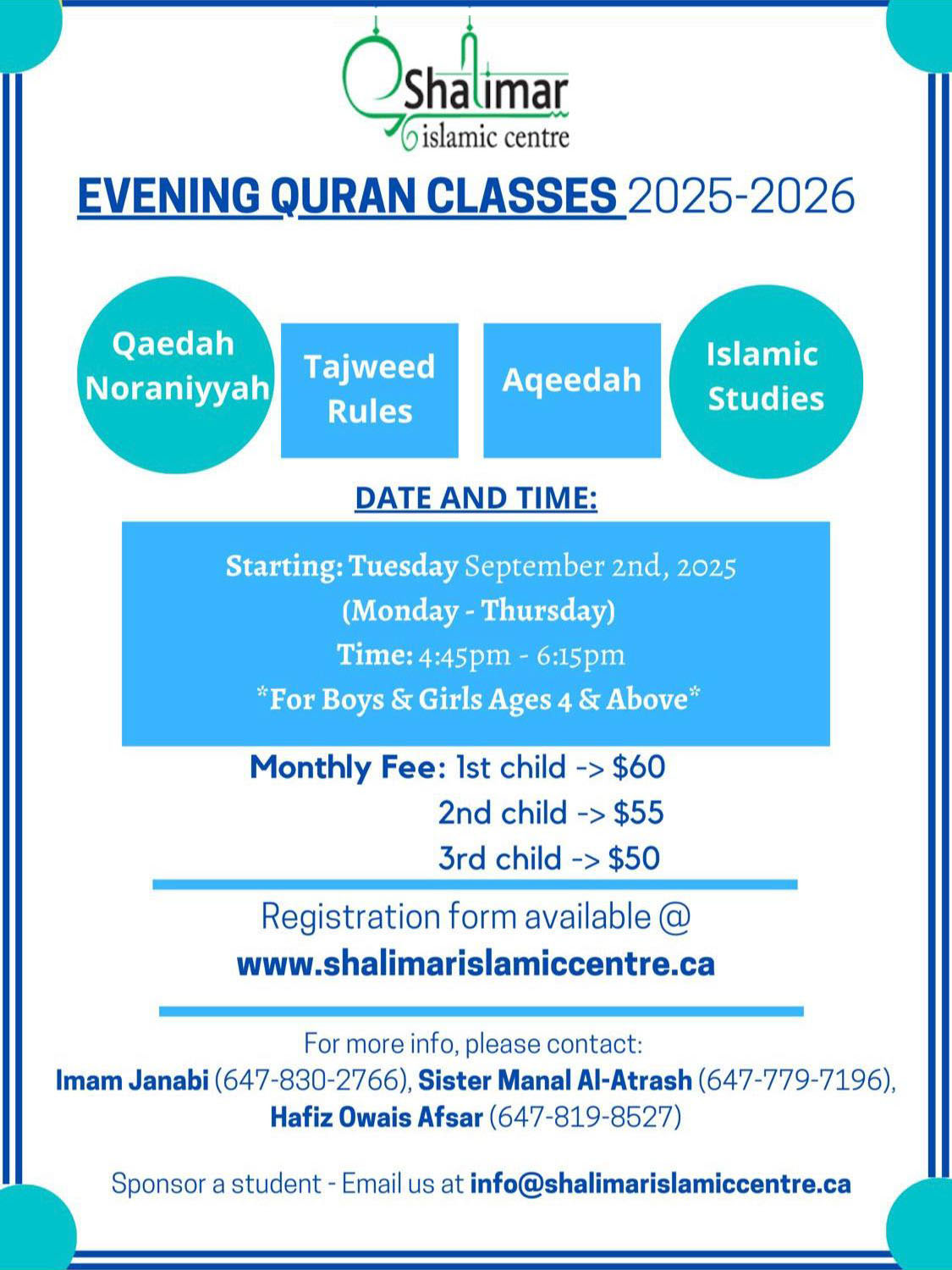 Evening Quran Classes 2025-2026